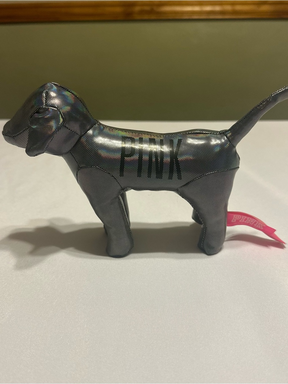 PINK Victoria's Secret Metallic Gray Dog Plush with Pink Tag